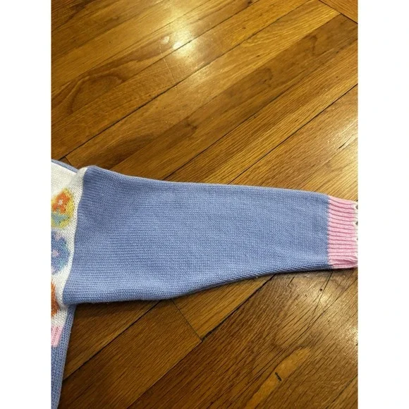 Vintage Girls Avon Style Patchwork Easter Cardigan Bunny Duck Eggs Sz 4/5 Pastel - Picture 10 of 13